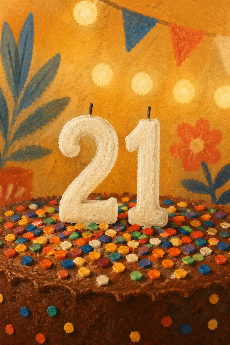 21st Birthday Chocolate Cake with Rainbow Sprinkles