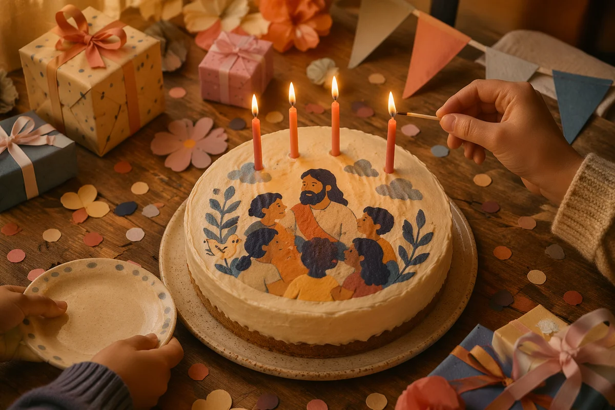 Cozy Birthday Cake Candle Celebration Scene