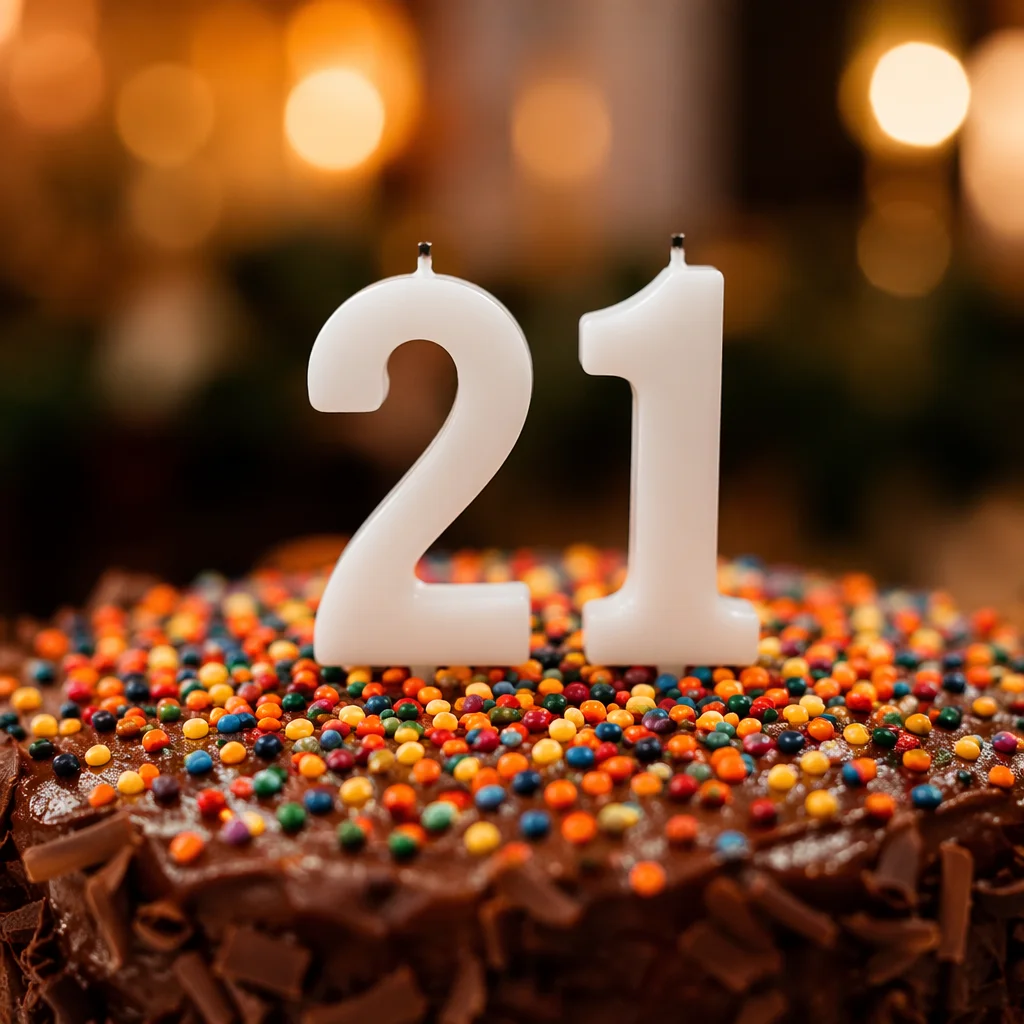 21st Birthday Cake With Rainbow Sprinkles