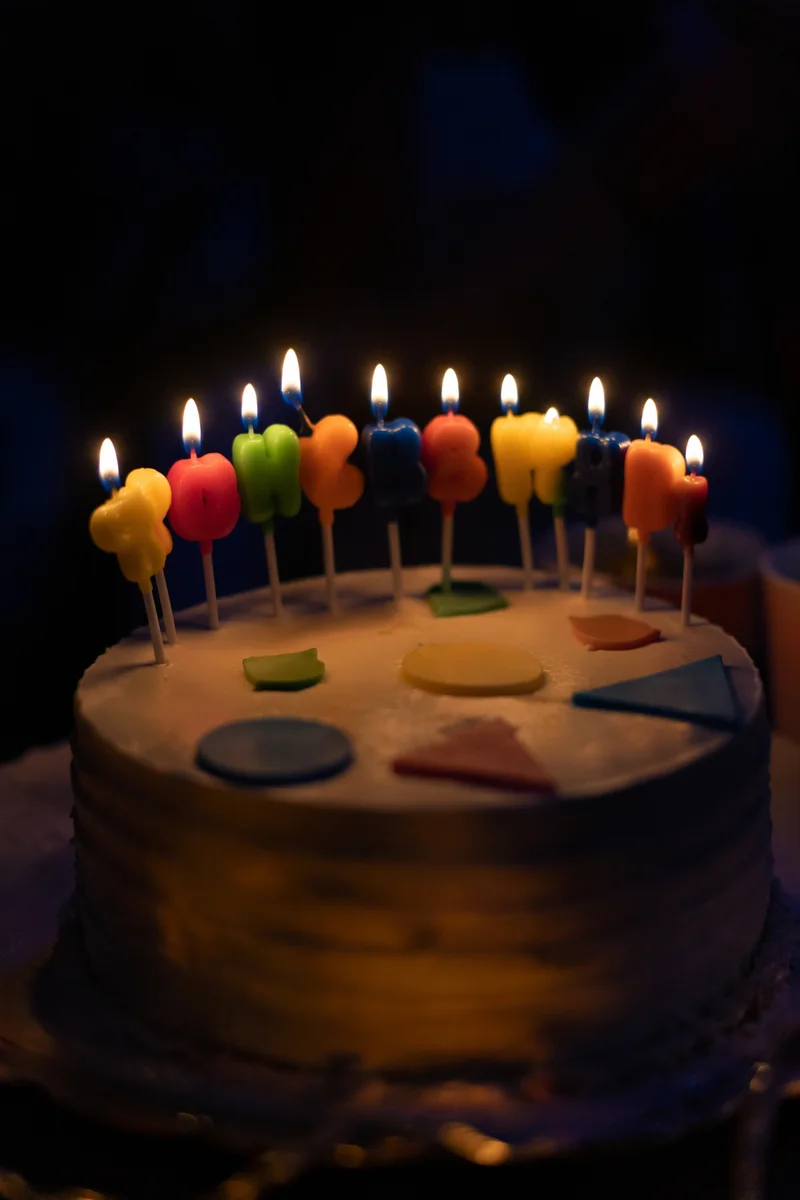Glowing Birthday Cake Candles Celebration