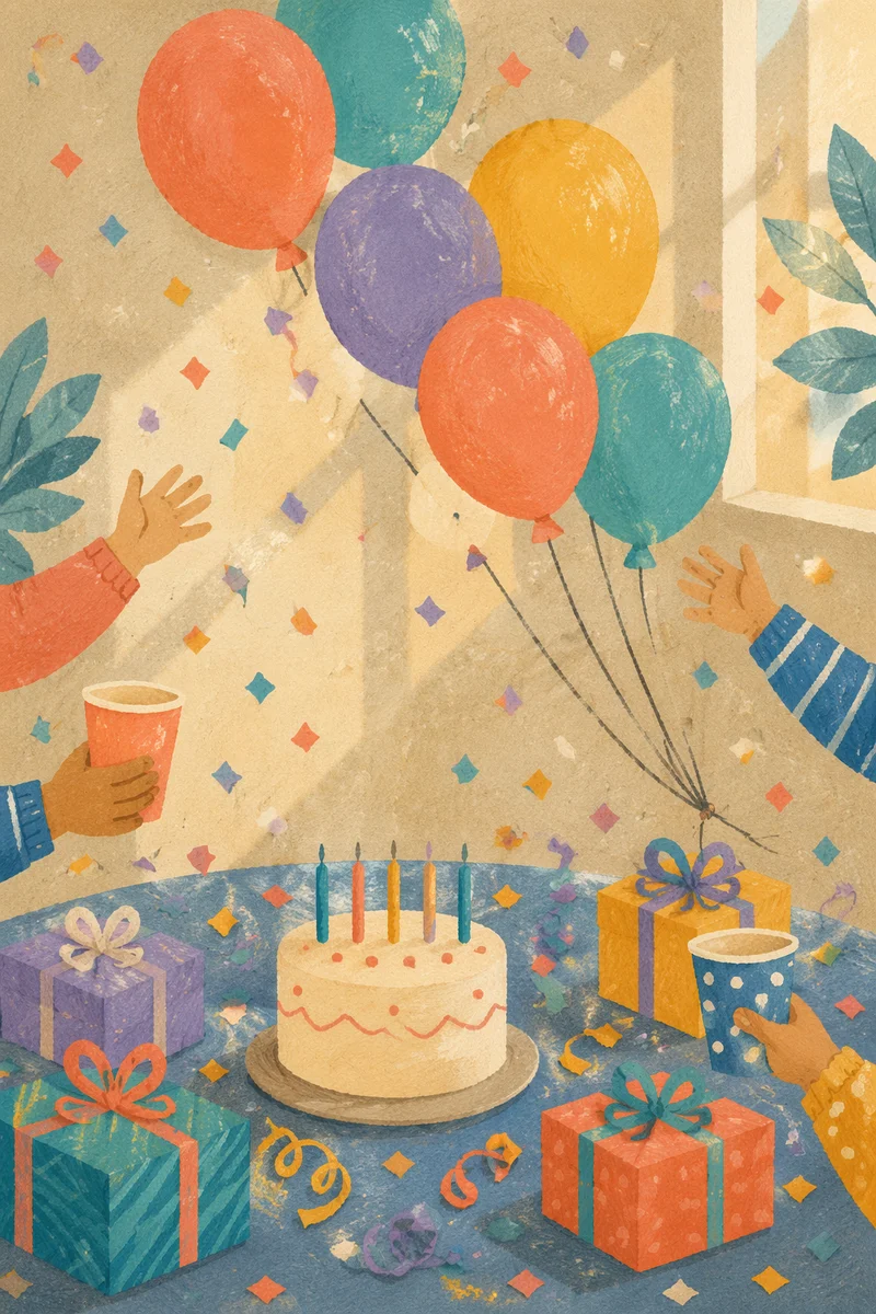 Colorful Birthday Balloons and Confetti Celebration