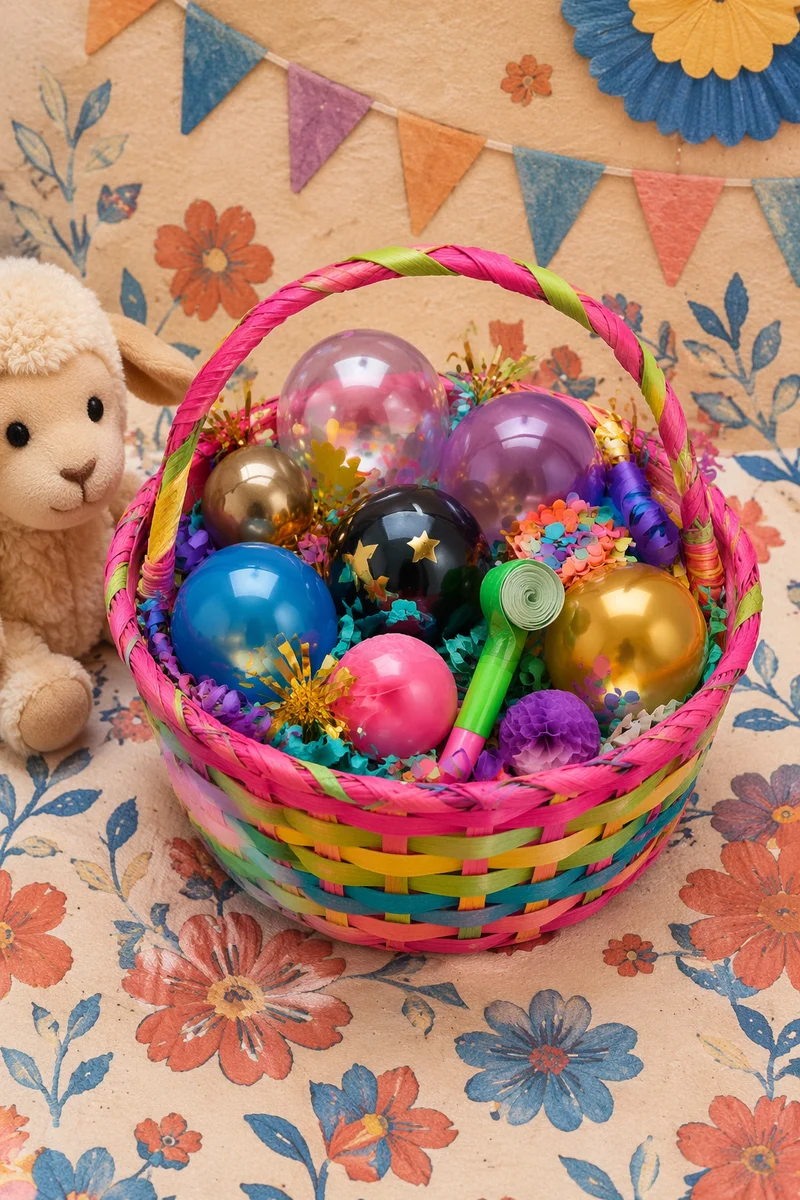 Colorful Birthday Party Basket with Confetti