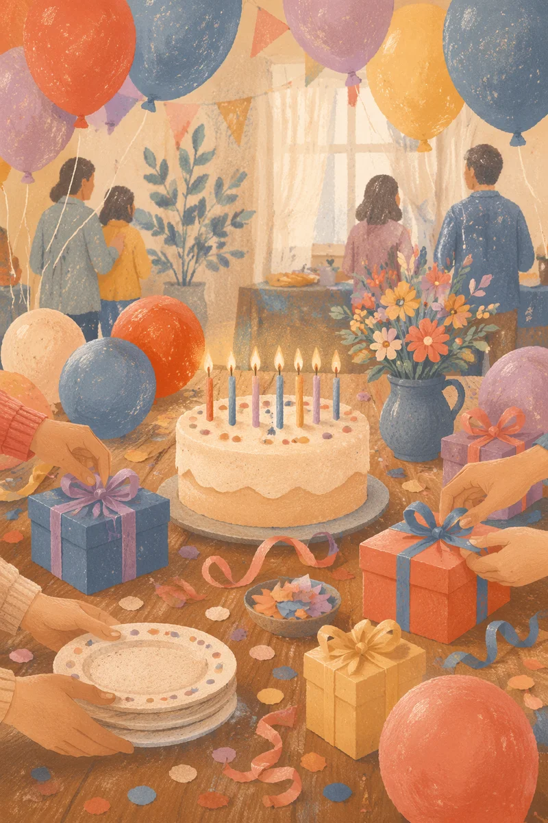Joyful Birthday Fellowship Table with Balloons