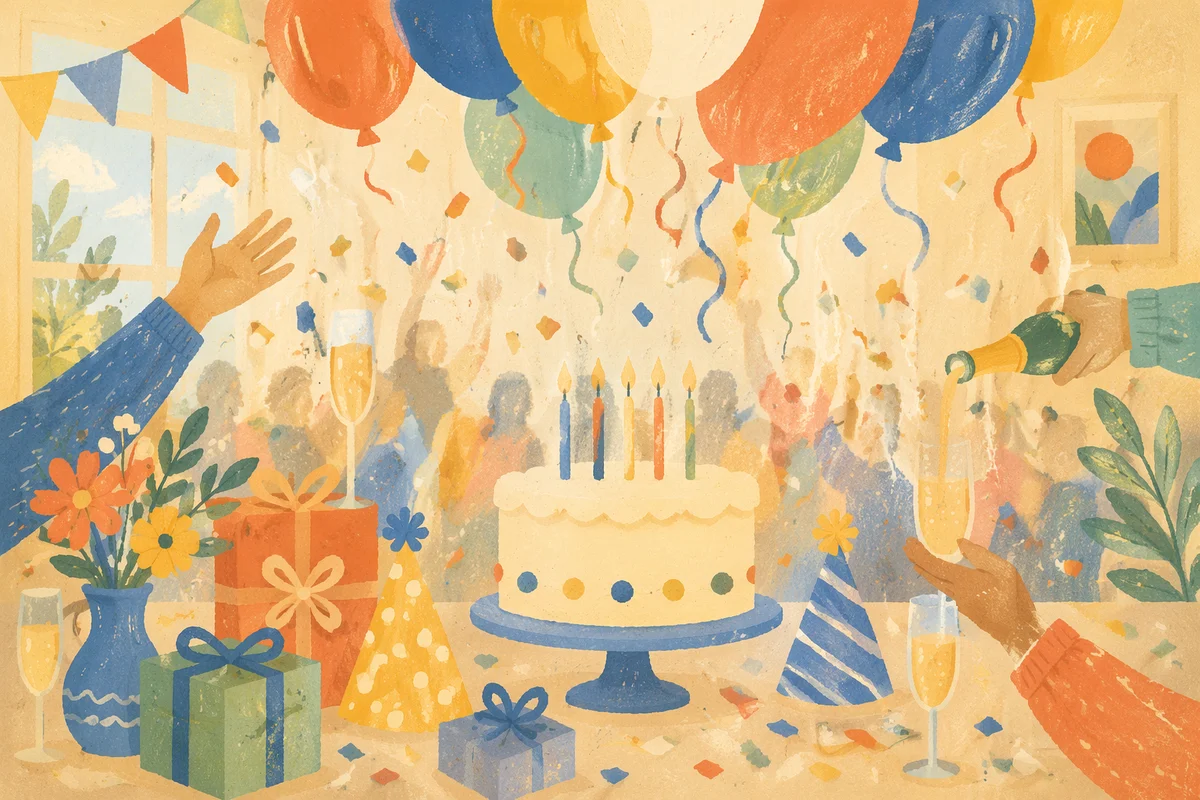 Colorful Birthday Balloons and Confetti Celebration