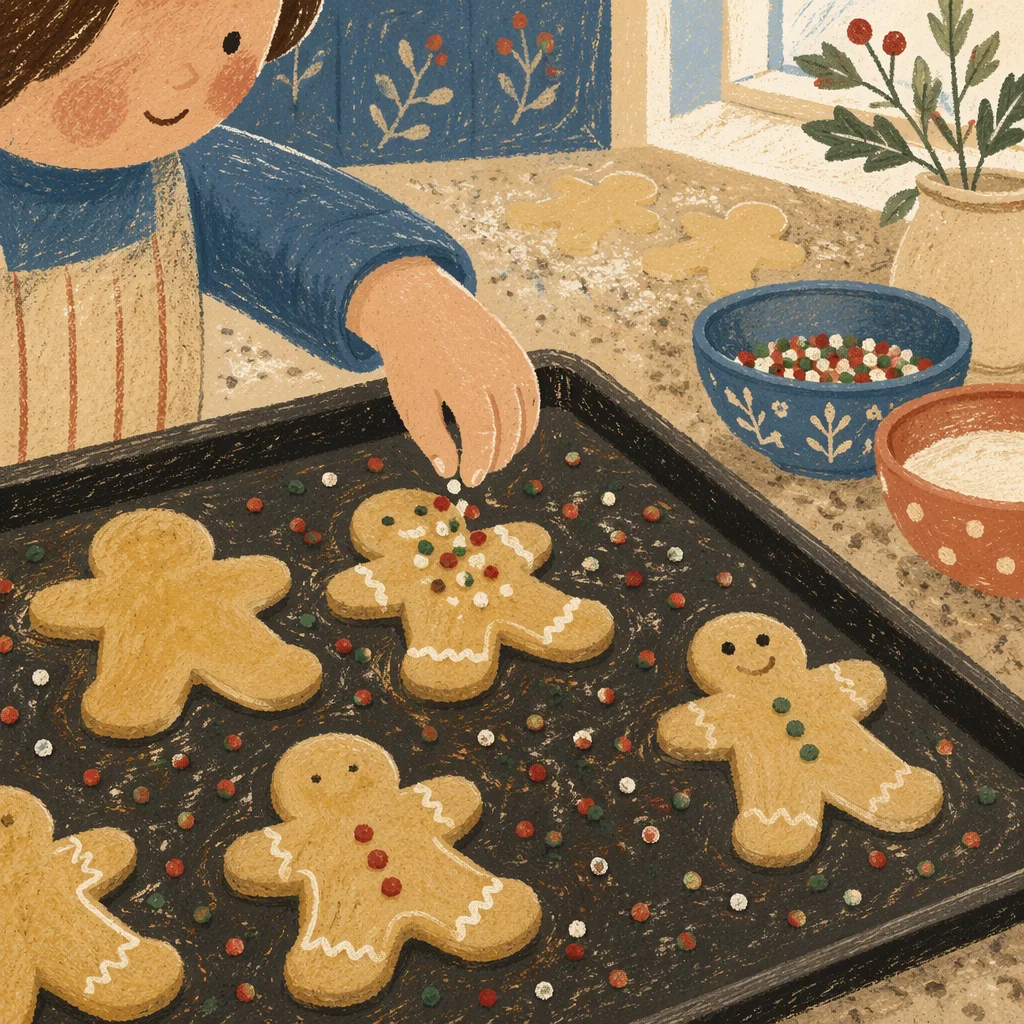 Festive Gingerbread Cookies Decorating Close-Up
