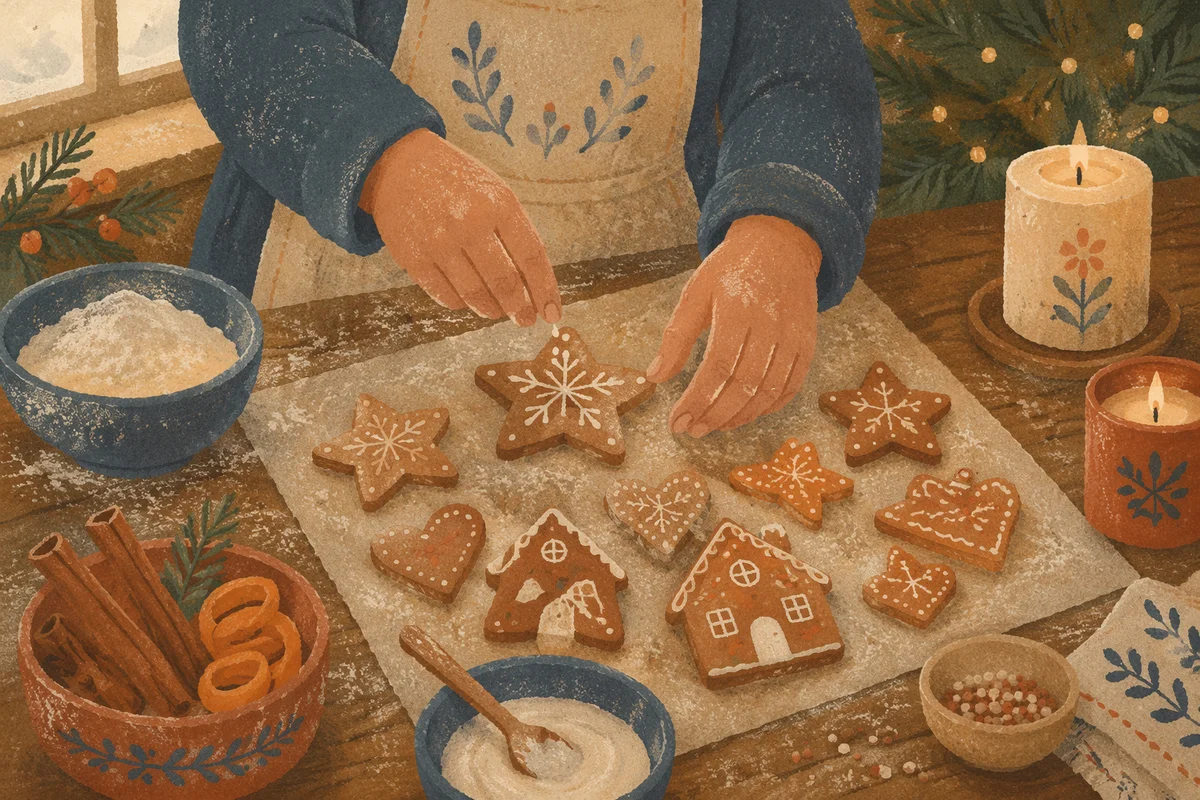 Festive Gingerbread Cookie Baking in Cozy Kitchen