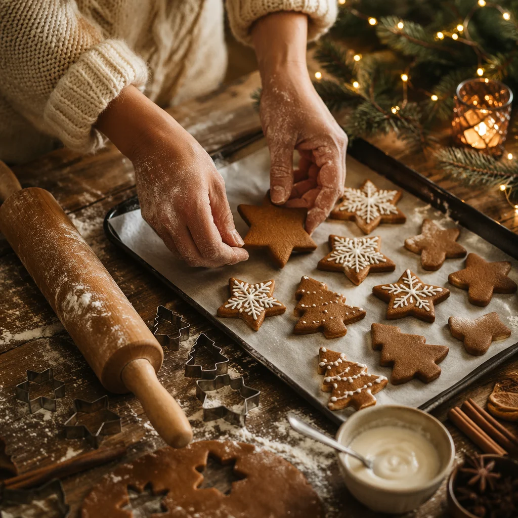 Cozy Christmas Gingerbread Baking Scene