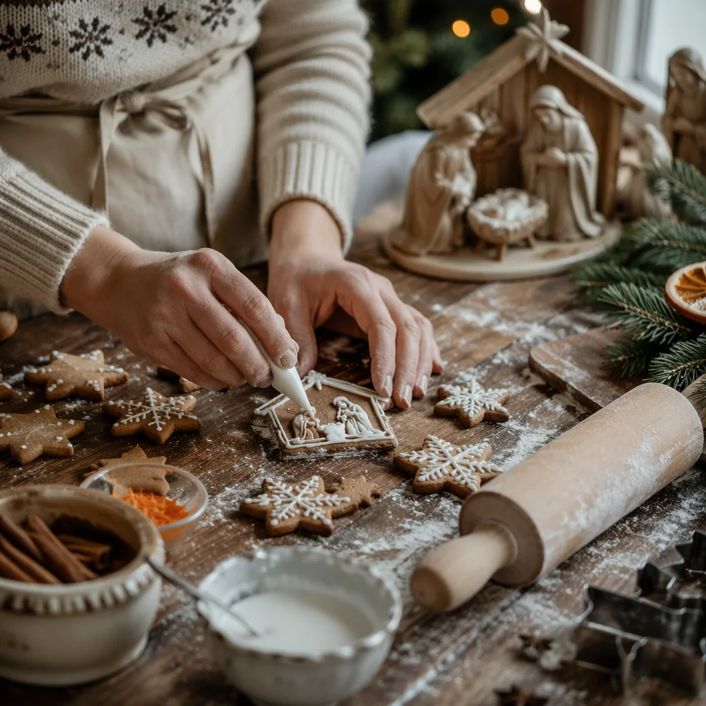 Cozy Christmas Gingerbread Baking with Nativity