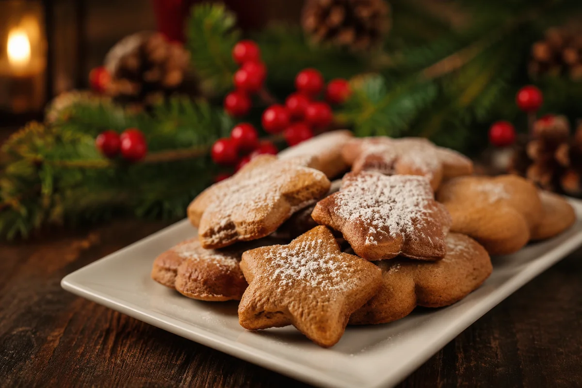 Cozy Gingerbread Christmas Cookies on White Plate