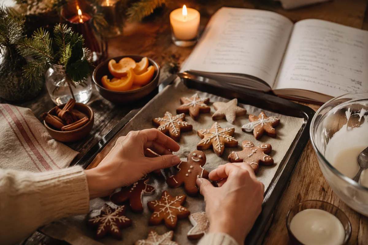 Cozy Christmas Gingerbread Baking Scene