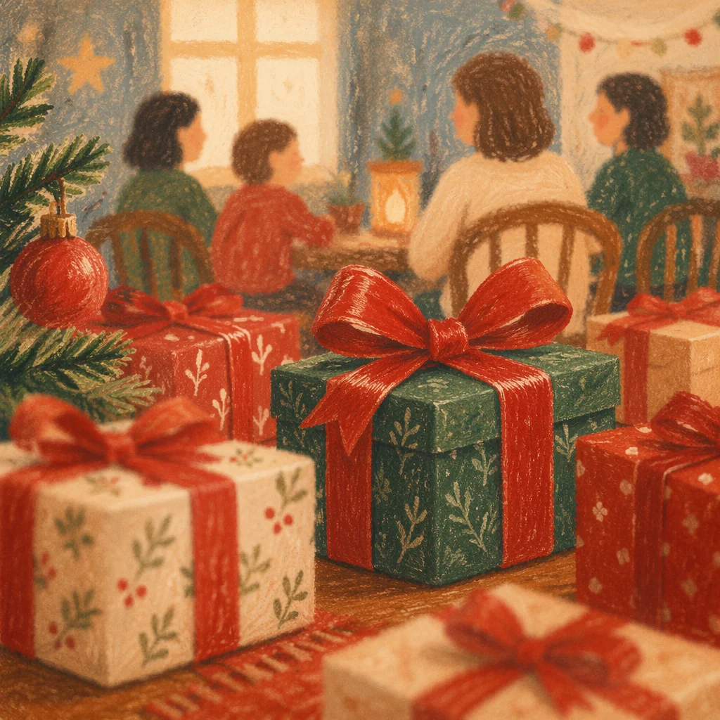 Festive Christmas Gift Boxes with Ribbon Bows