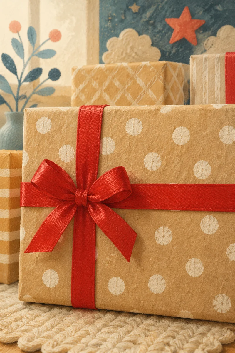 Handmade Christmas Gifts with Red Ribbon