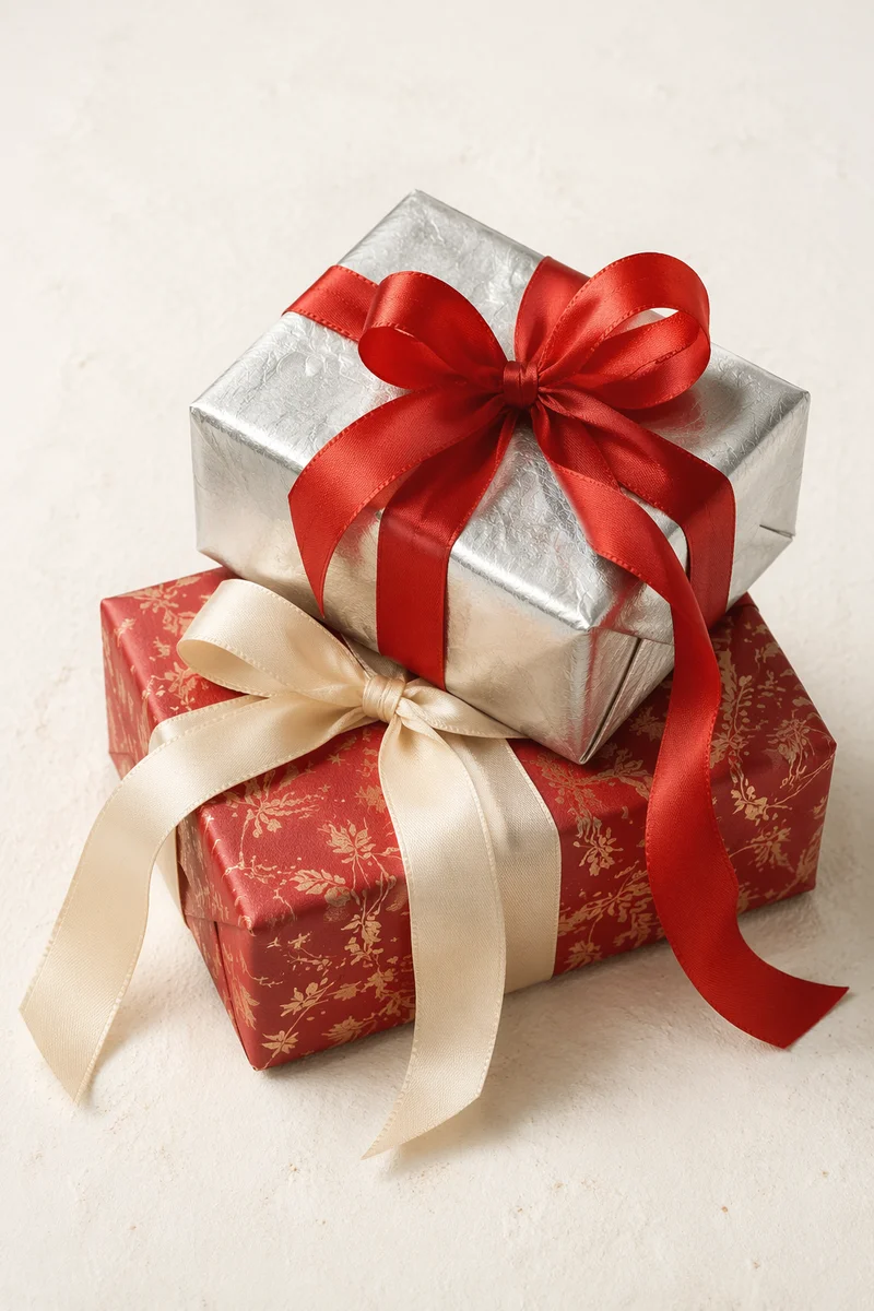 Elegant Christmas Gift Boxes with Ribbon Bows