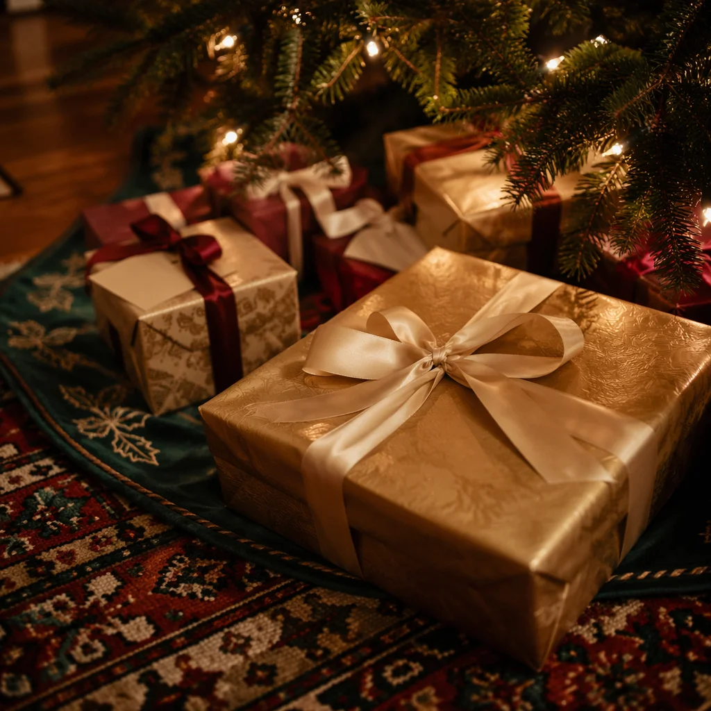 Christmas Gifts Beneath a Glowing Tree