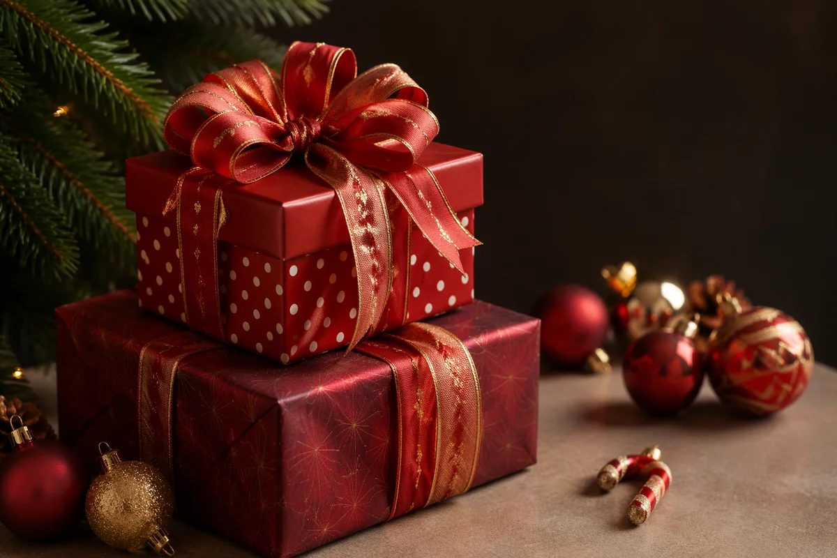 Elegant Christmas Gift Boxes with Ribbon Bows