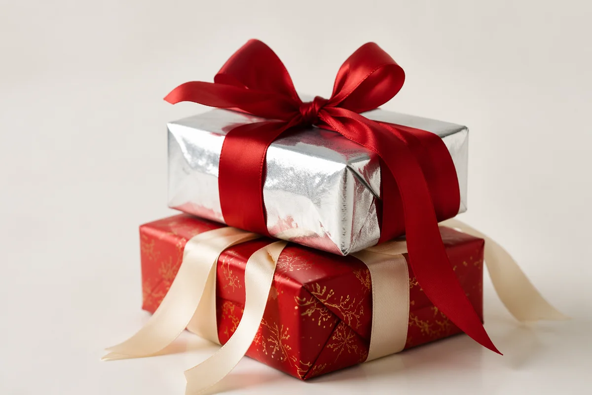 Elegant Christmas Gift Boxes with Ribbons