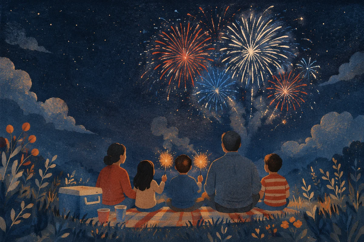 Peaceful Fourth of July Fireworks Gathering