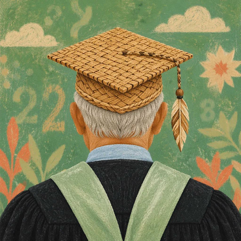 Handwoven Graduation Cap Ceremony Portrait