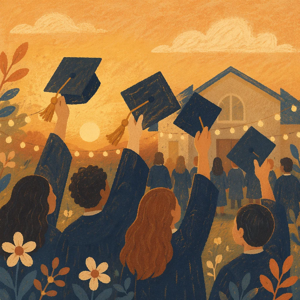 Golden Hour Graduation Cap Celebration