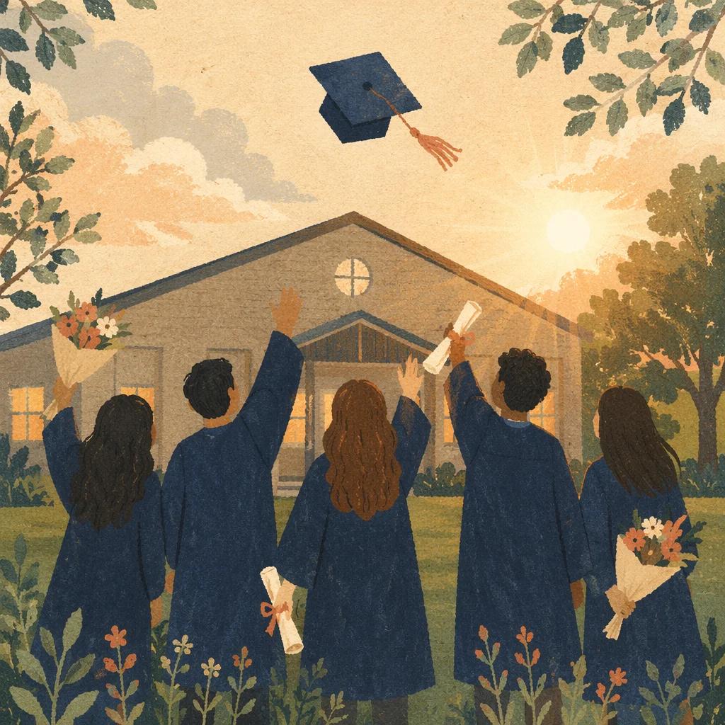 Golden Hour Graduation Cap Celebration