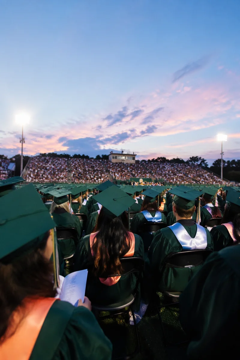 Hopeful Outdoor Graduation Ceremony at Dusk