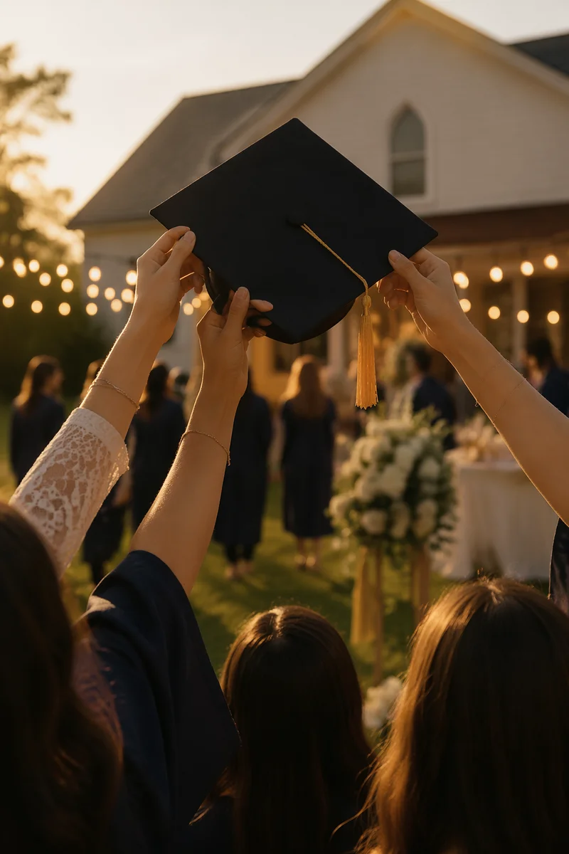 Golden Hour Graduation Cap Celebration