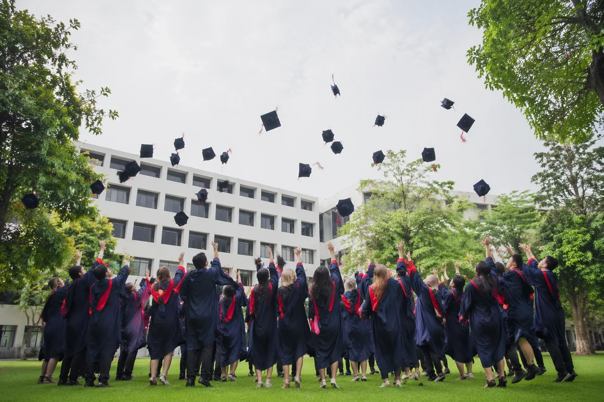 Outdoor Graduation Cap Toss Celebration