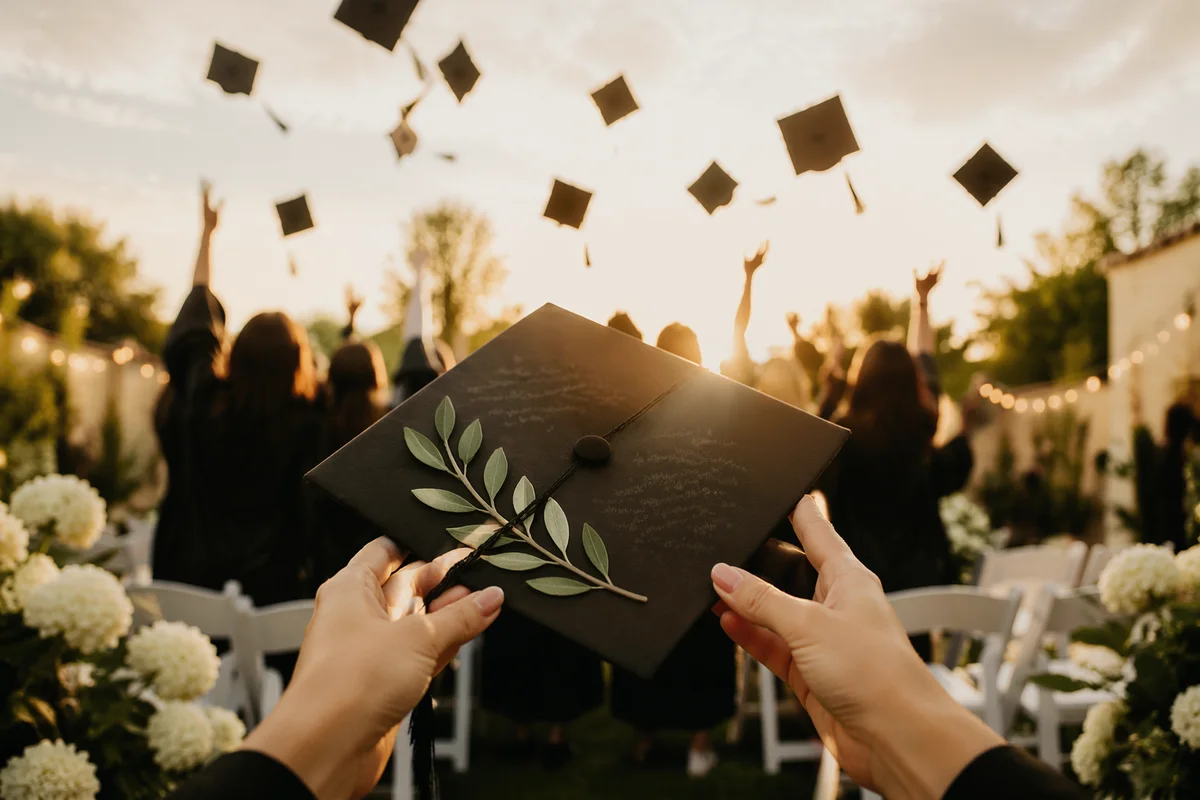 Golden Hour Graduation Cap Celebration