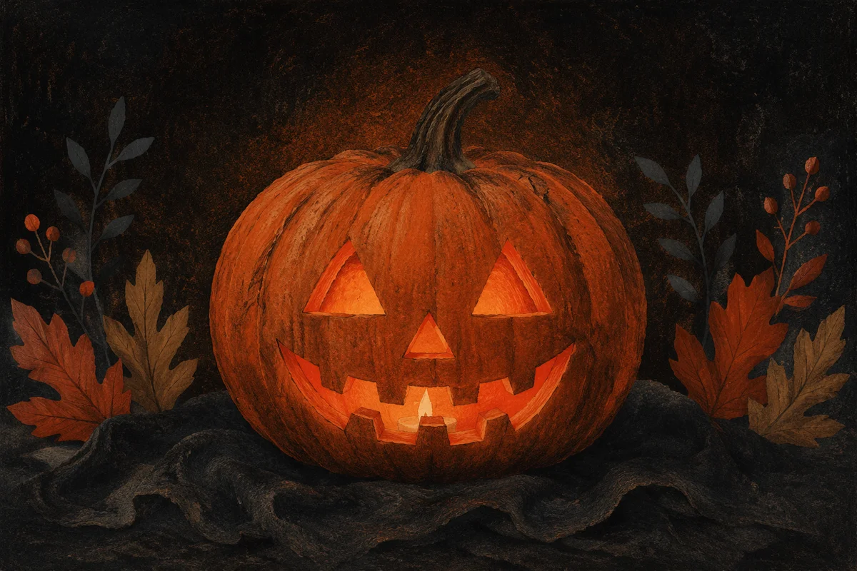 Glowing Carved Jack O Lantern Portrait