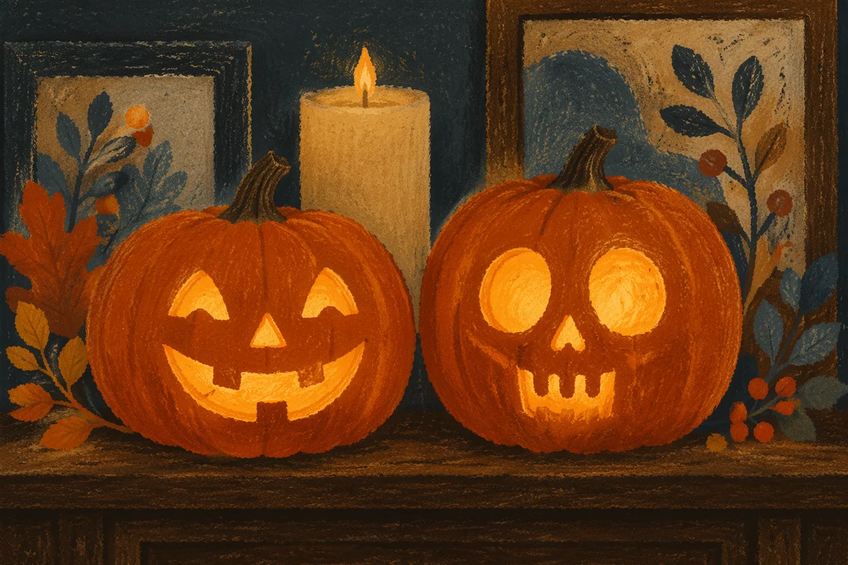 Glowing Halloween Jack O Lantern Mantel