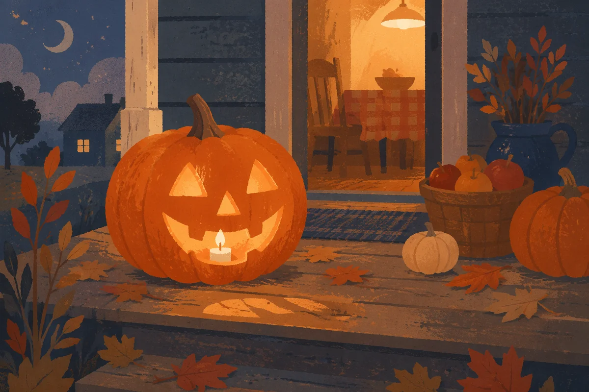 Cozy Glowing Jack O Lantern Porch