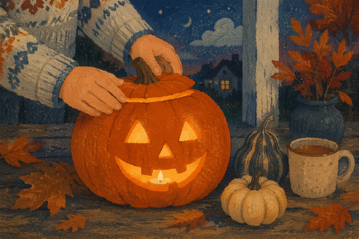 Warm Candlelit Jack O Lantern Porch
