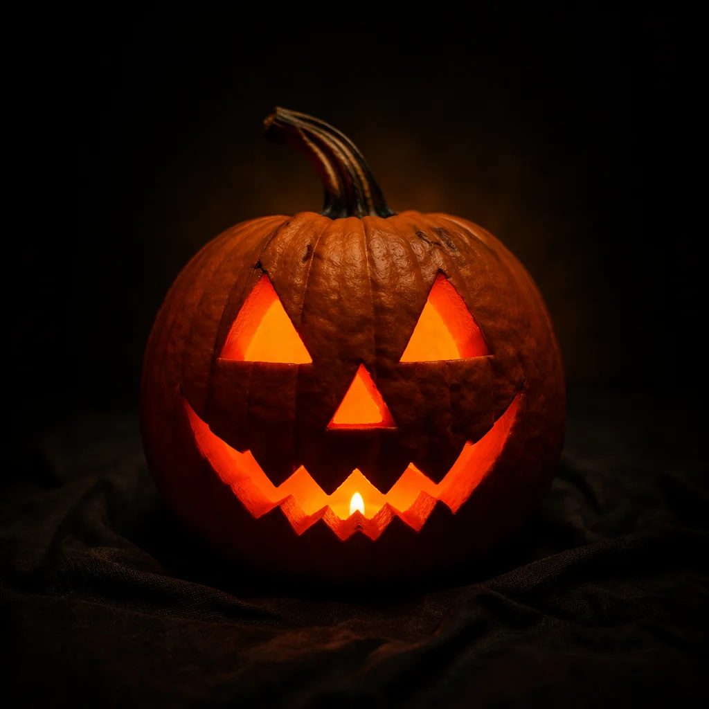 Glowing Carved Jack O Lantern Portrait