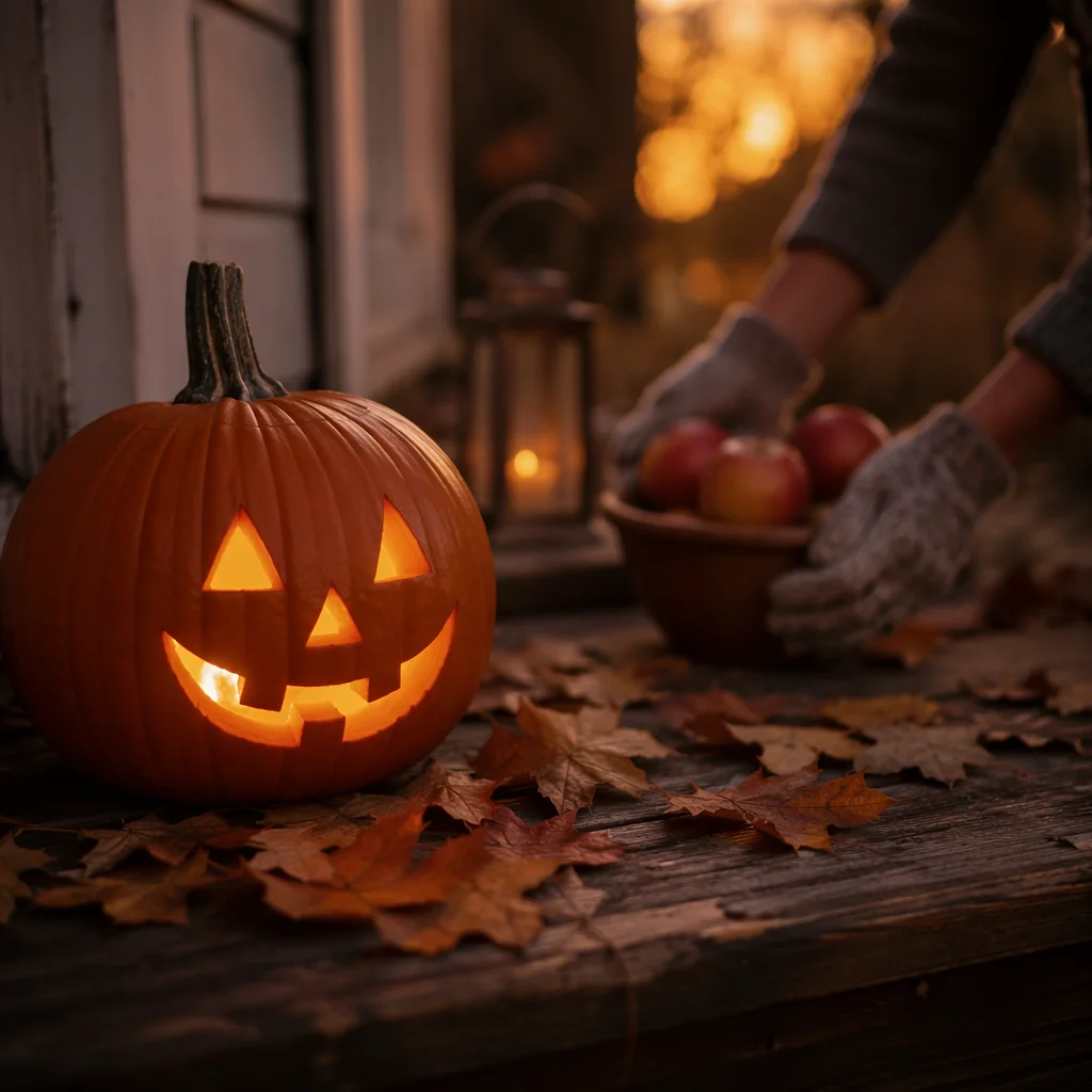 Peaceful Glowing Jack O Lantern Porch Welcome