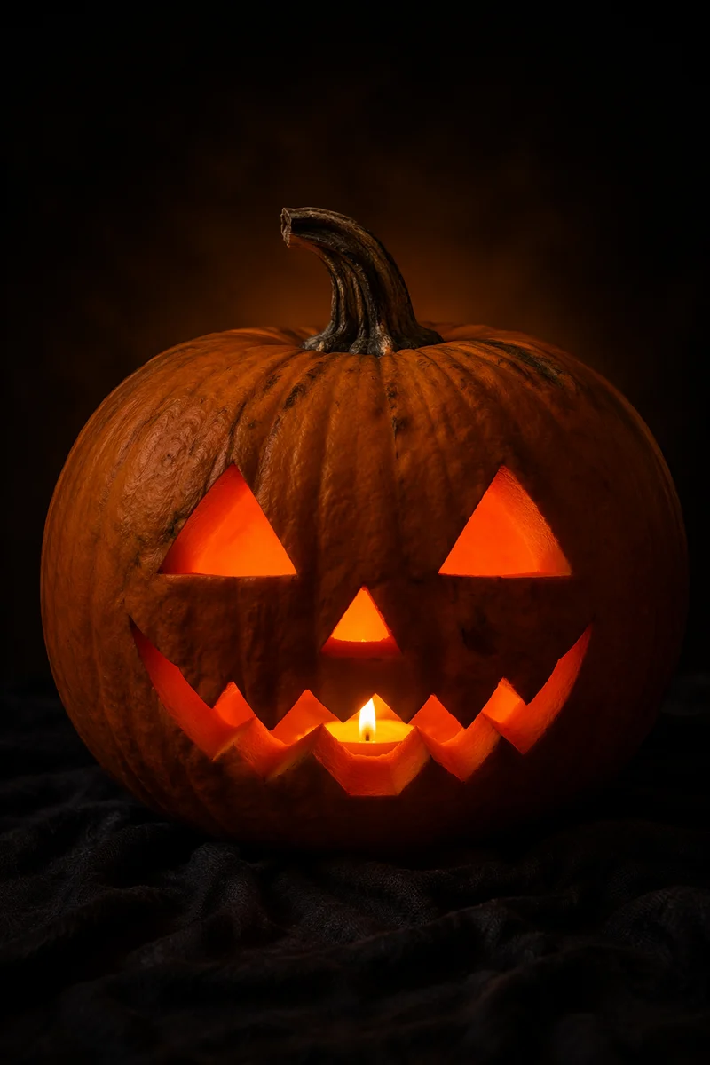 Glowing Carved Jack O Lantern Portrait