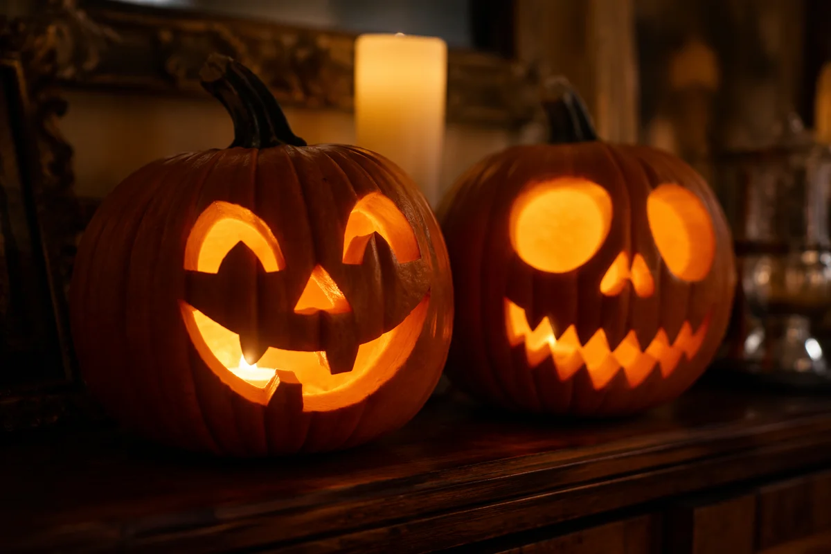 Glowing Halloween Jack O Lantern Mantel