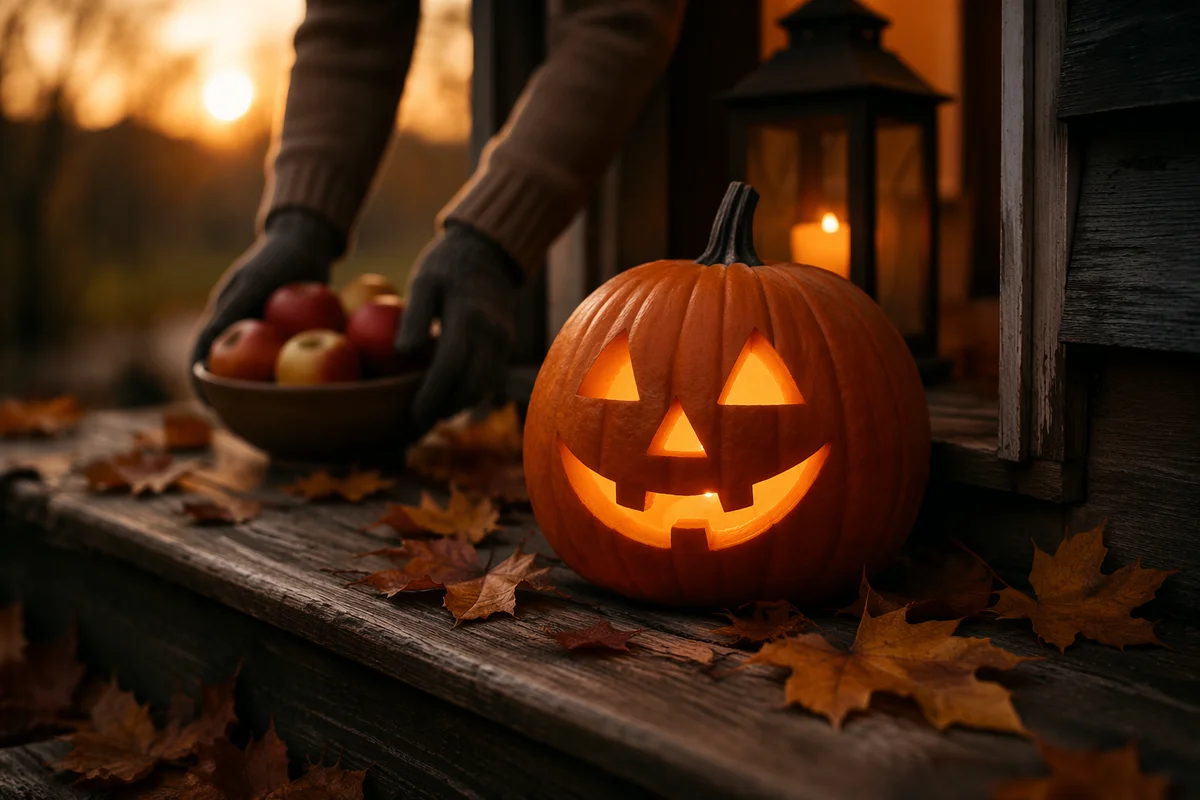 Peaceful Jack-o’-Lantern on Autumn Porch