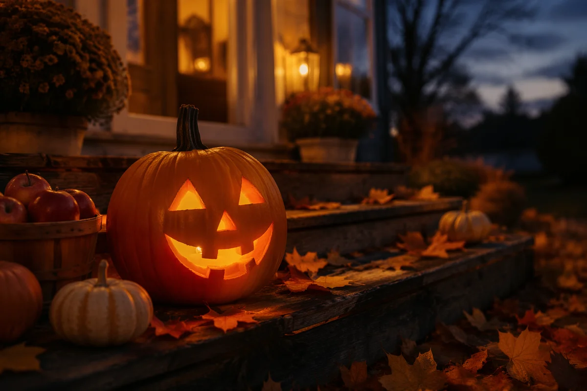 Cozy Glowing Jack O Lantern Porch