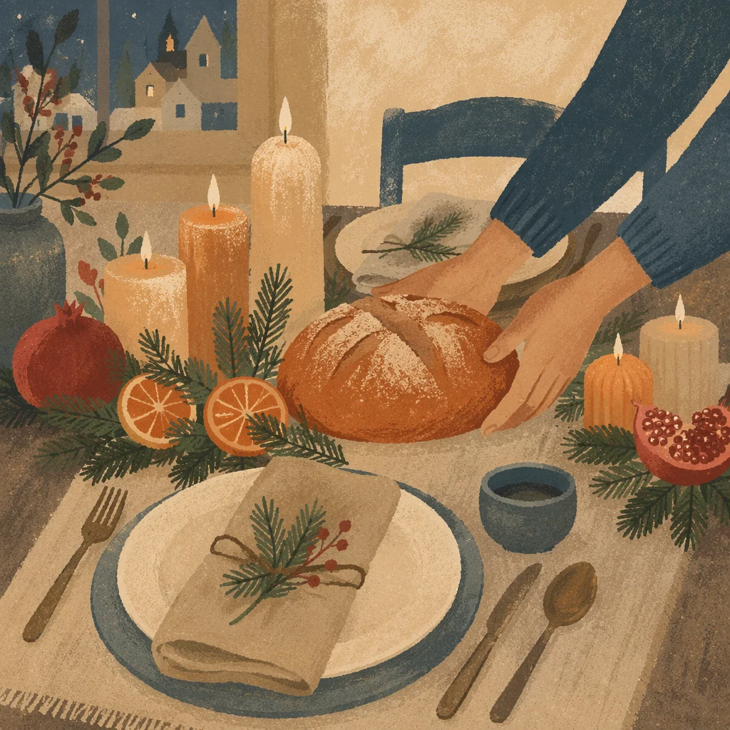 Cozy Holiday Candlelit Dinner Table