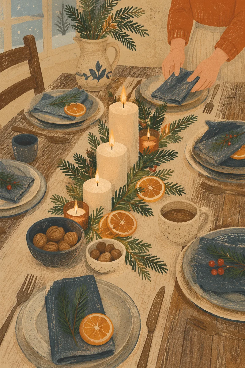 Cozy Candlelit Holiday Dinner Table