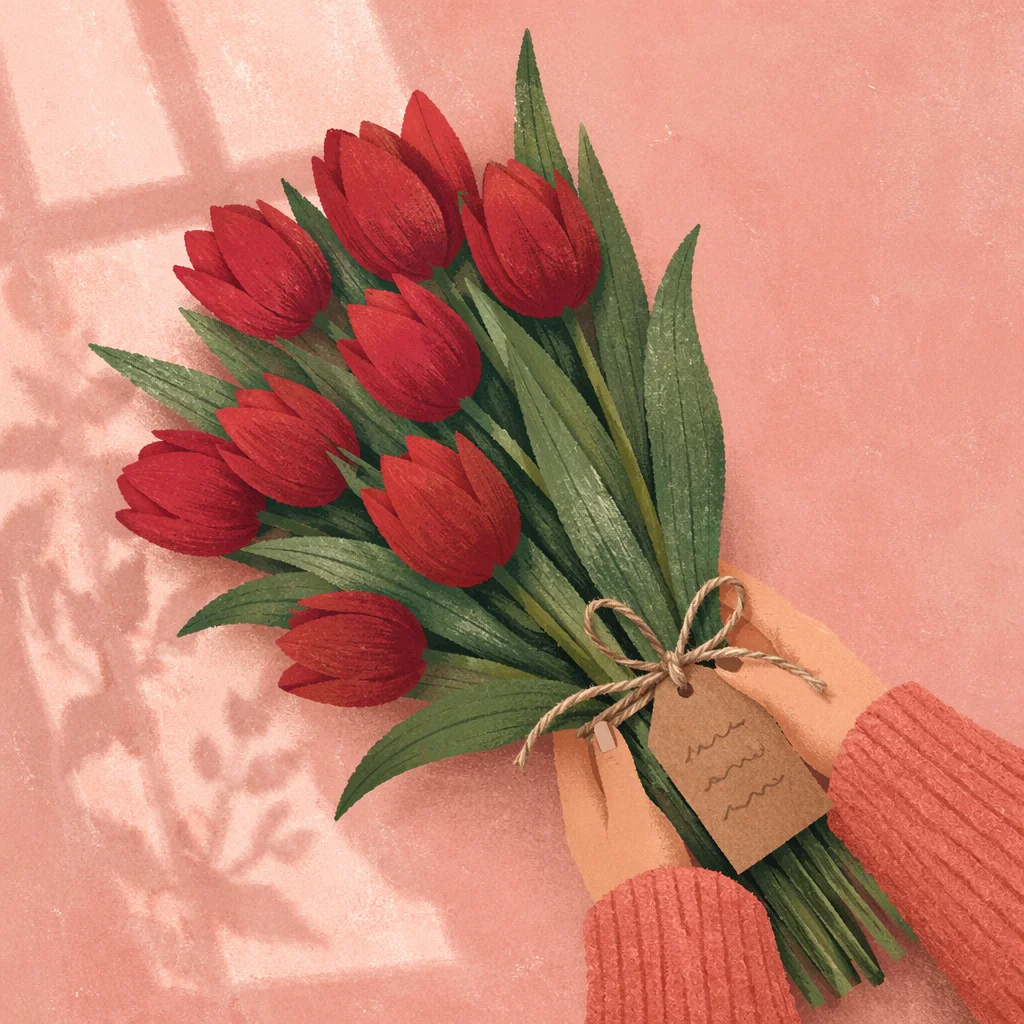 Mothers Day Tulip Bouquet Gift Scene