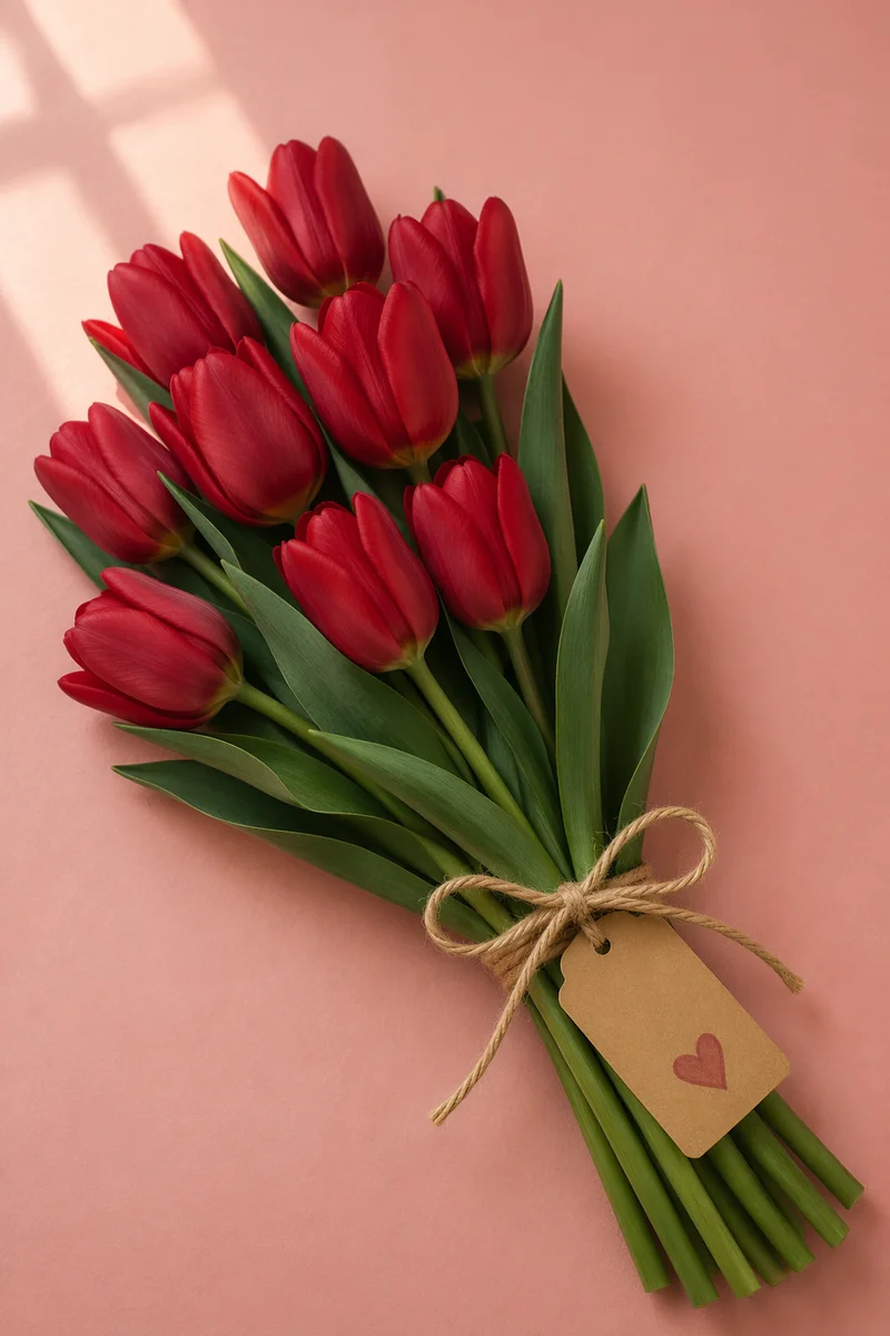 Mother’s Day Red Tulip Bouquet Card