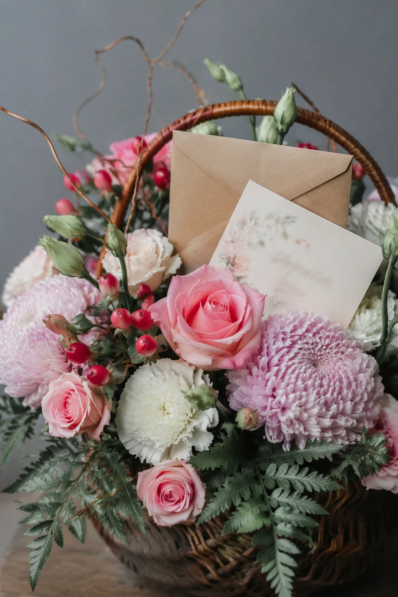 Mother’s Day Floral Gift Basket With Card