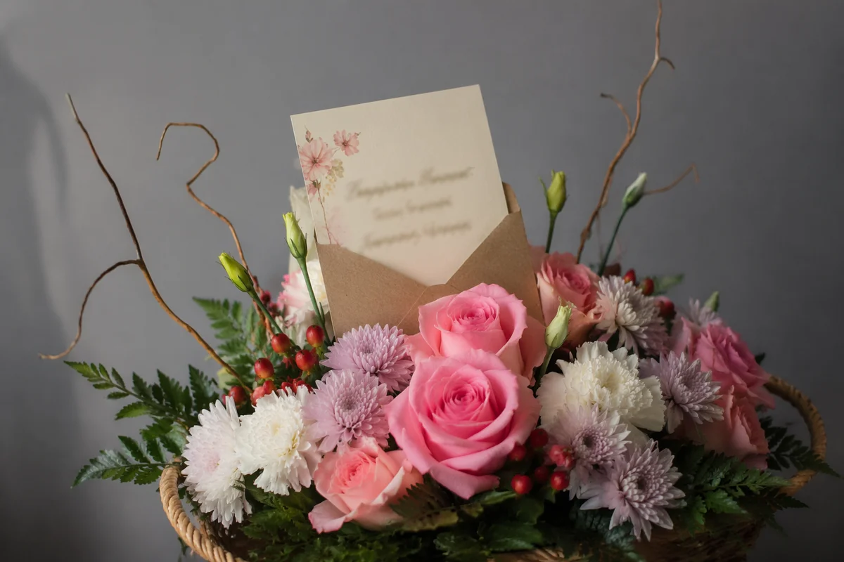 Mother’s Day Floral Gift Basket With Card