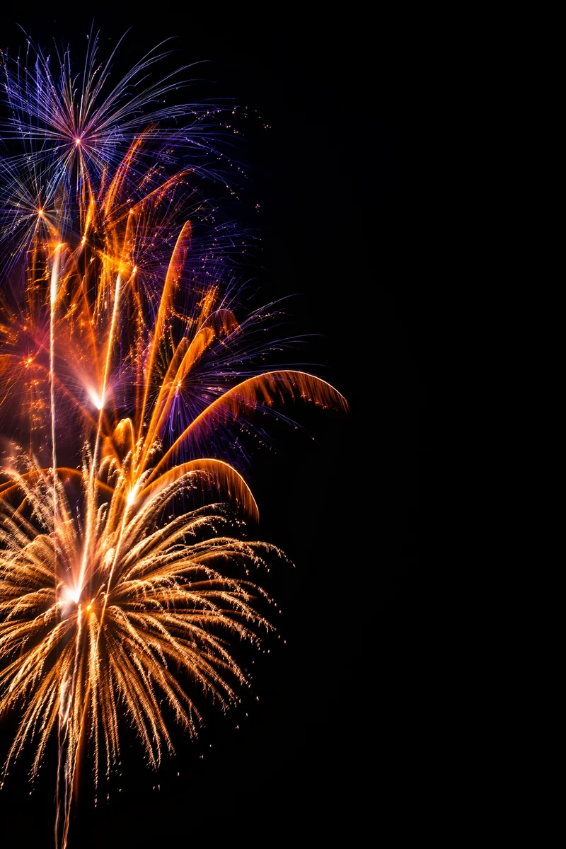 Elegant New Year Fireworks at Midnight