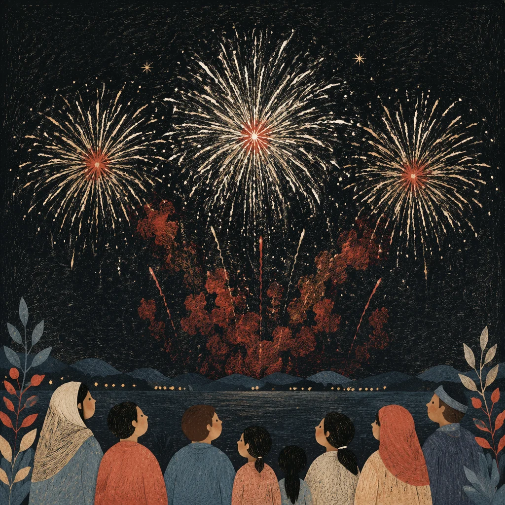 Elegant New Year Fireworks Night Celebration