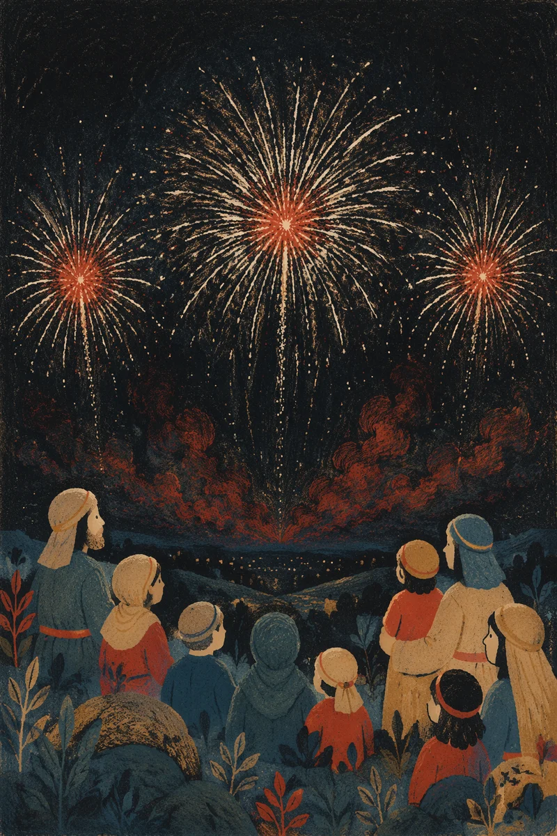 Elegant New Year Fireworks Over Night Sky