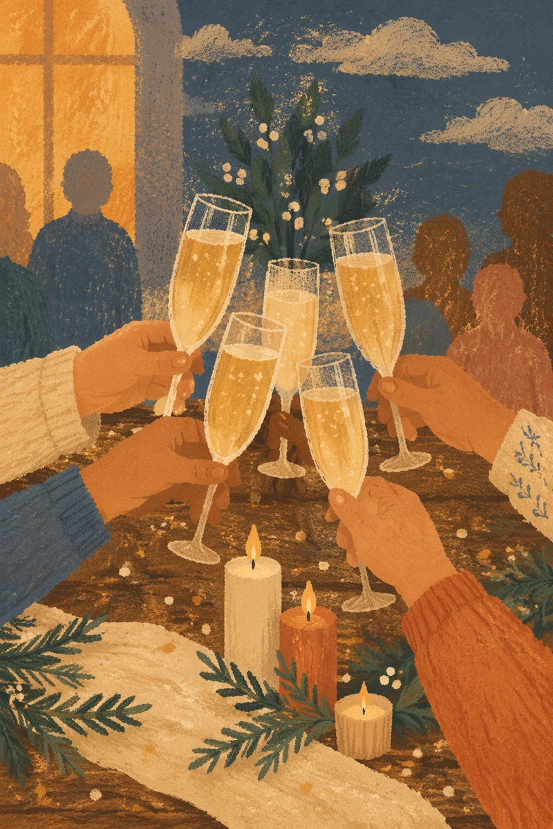 Holiday Fellowship Champagne Toast with Confetti
