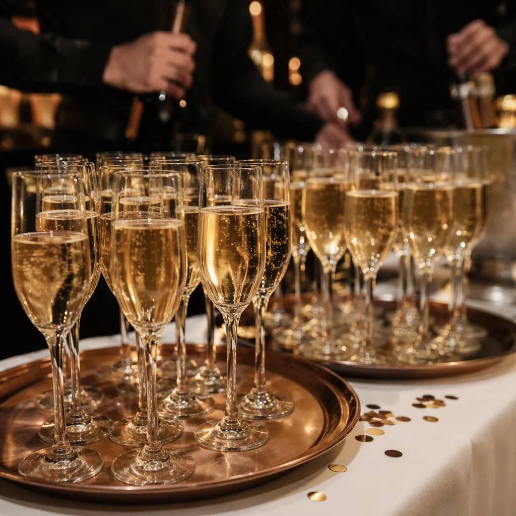 Elegant Holiday Champagne Toast With Confetti