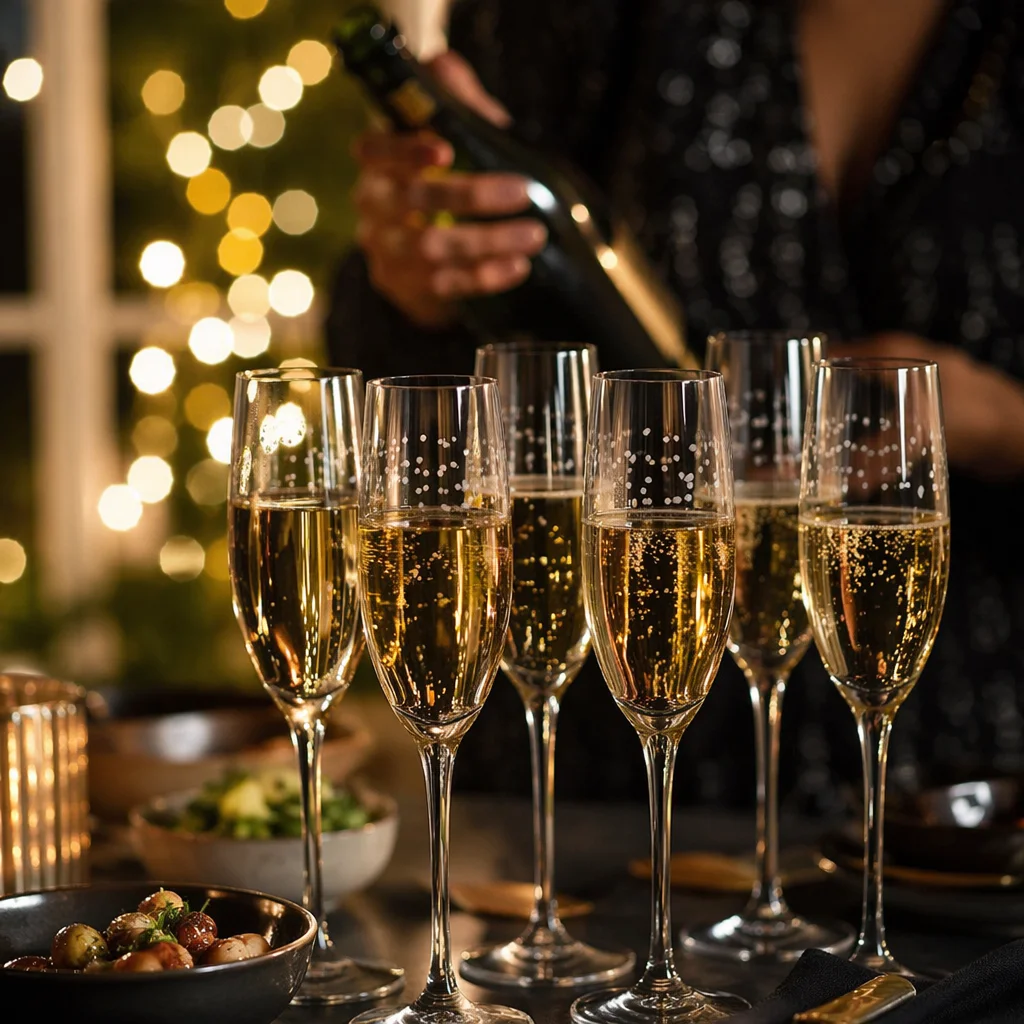Elegant Holiday Champagne Toast with Confetti